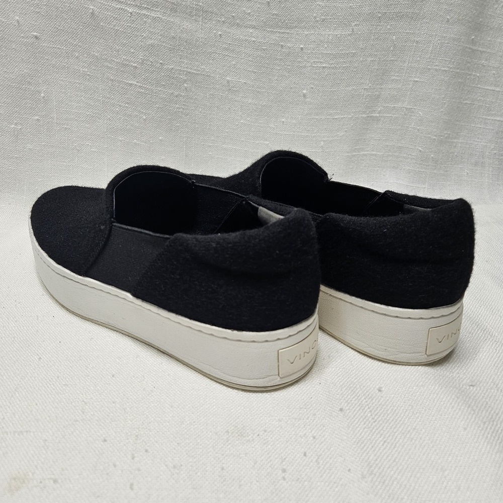 Vince Warren Slip On Sneakers Womens 7 Black Felted Wool Platform Flatform Shoes - Picture 9 of 14